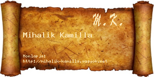 Mihalik Kamilla névjegykártya